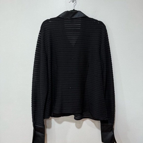 JS Collections black sheer button down 22W - Picture 2 of 9